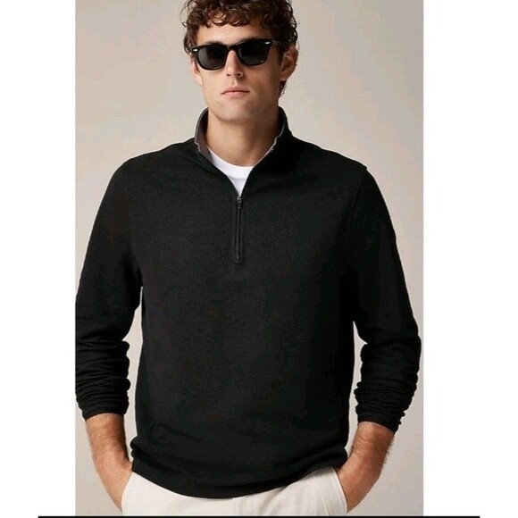 J.Crew Performance Half Zip Pullover COOLMAX Technology Black BW405 Size M NWT - Picture 1 of 12